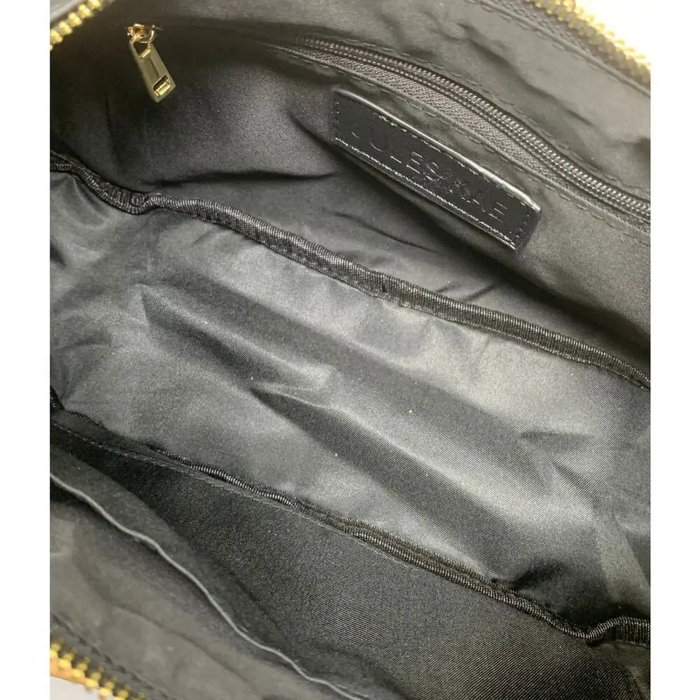NWT Jules Kae Zola Black Vegan Leather Crescent Hobo Shoulder Bag Braided Strap